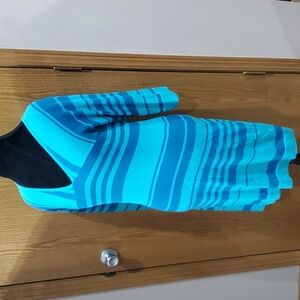Trina turk striped turquoise knit long sleeve dress